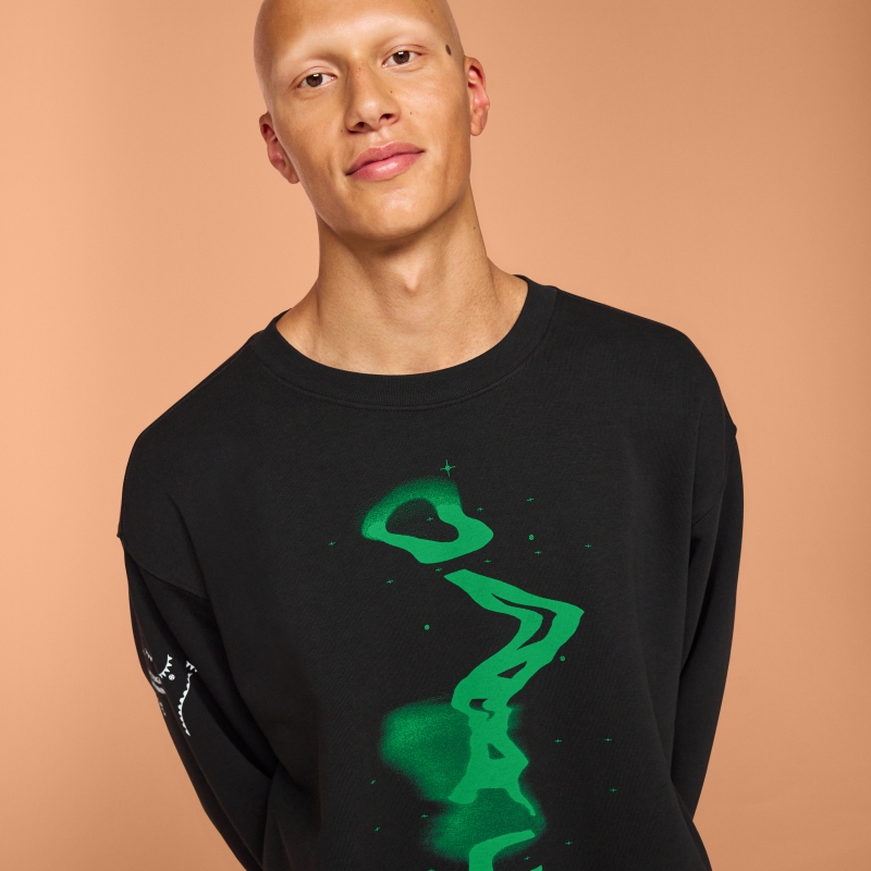 Sweatshirt On Graphic Club Crew Noir Menthe  Homme  | WTR-0592107