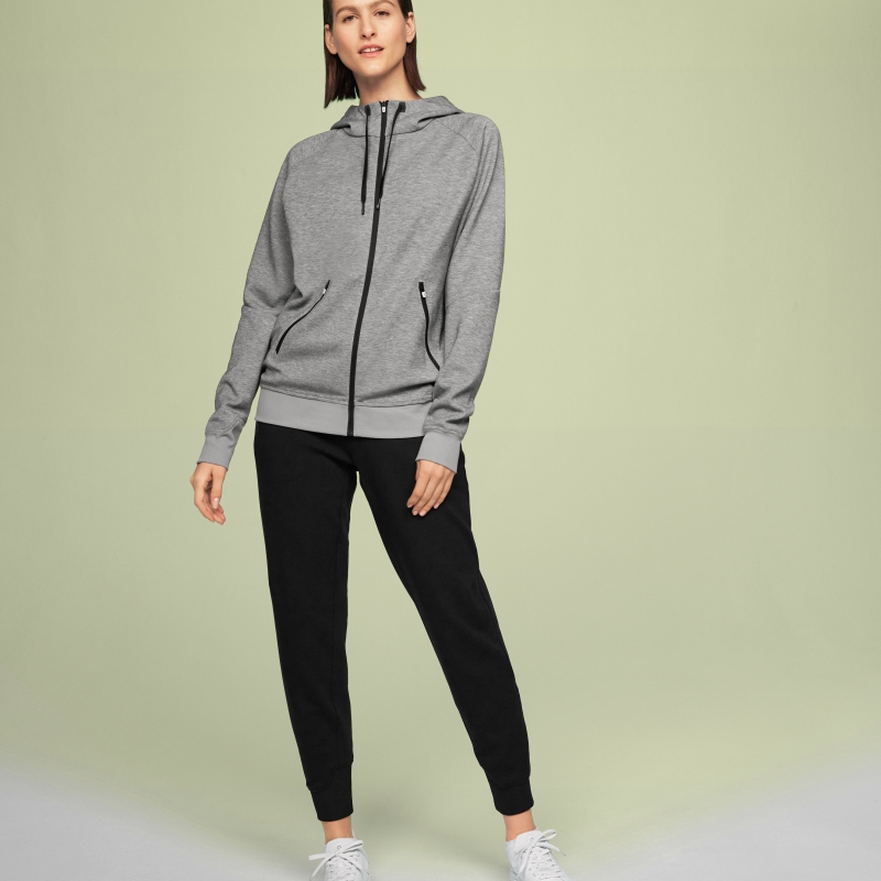 Sweat a Capuche On Zipped  Grise  Femme | QUI-1383343