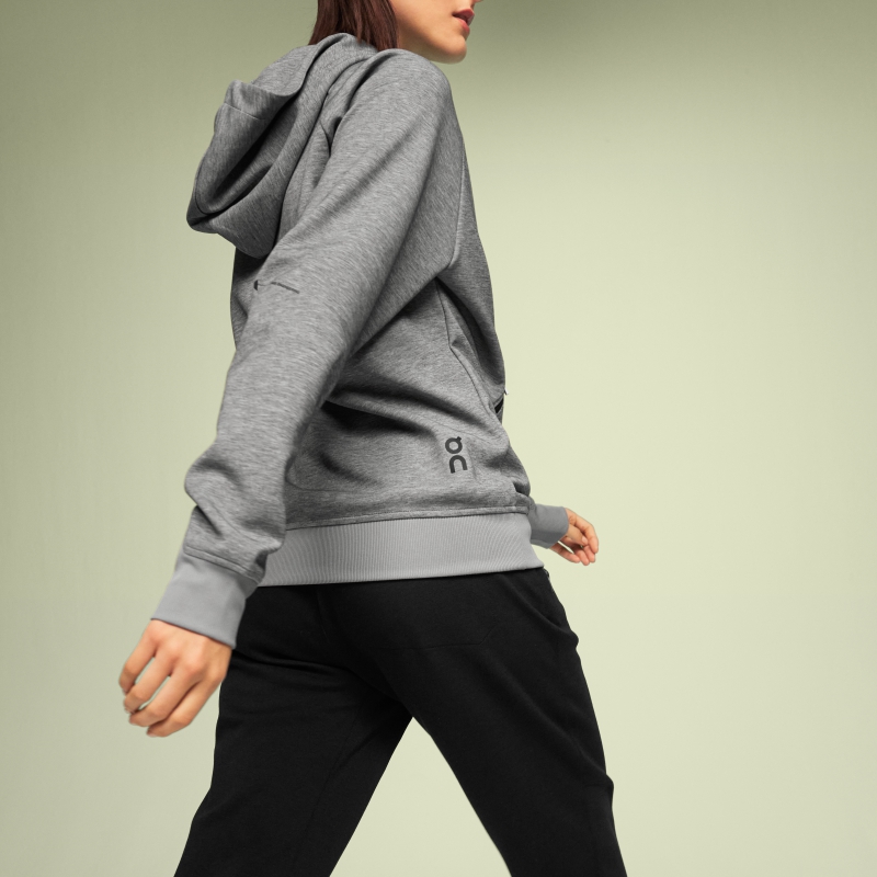 Sweat a Capuche On Zipped  Grise  Femme | QUI-1383343