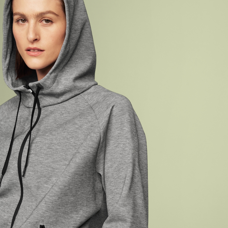 Sweat a Capuche On Zipped  Grise  Femme | QUI-1383343