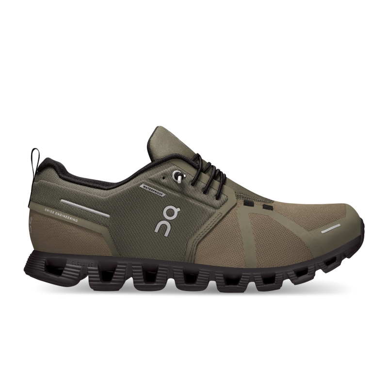 Chaussure Running On Cloud 5 Waterproof Vert Olive Noir  Homme  | ERB-5404709